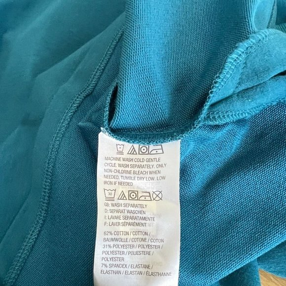 H by Halston French Terry Sweatshirt XS Skyline Teal Long Sleeve V Neck Tunic - Picture 8 of 13